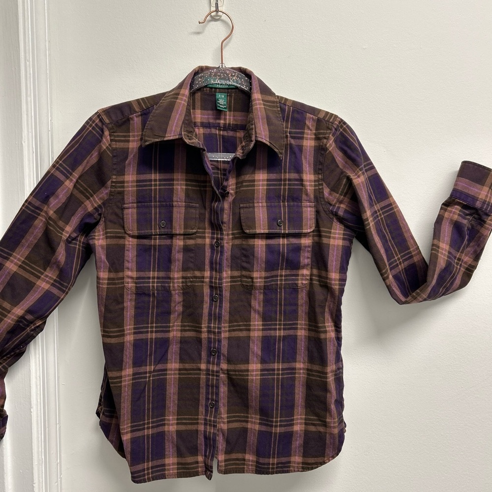 LRL Purple Plaid Button-Up Shirt